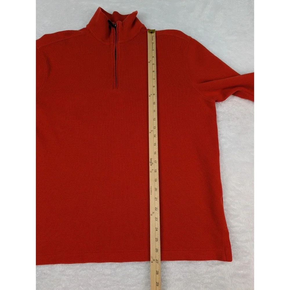 VTG Polo‎ Ralph Lauren  1/4 Zip Sweater Men's L Orange Cotton Knit Pullover